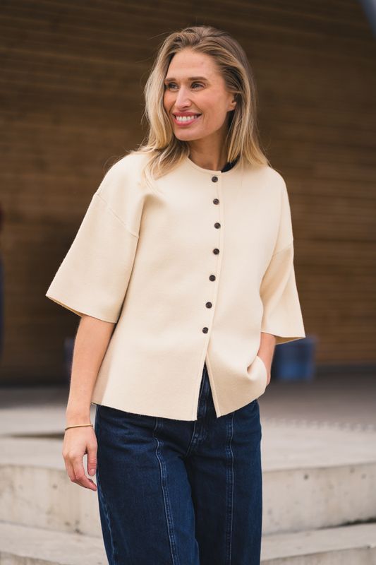 Mirielle East 2/4 Cardigan Bleached Sand
