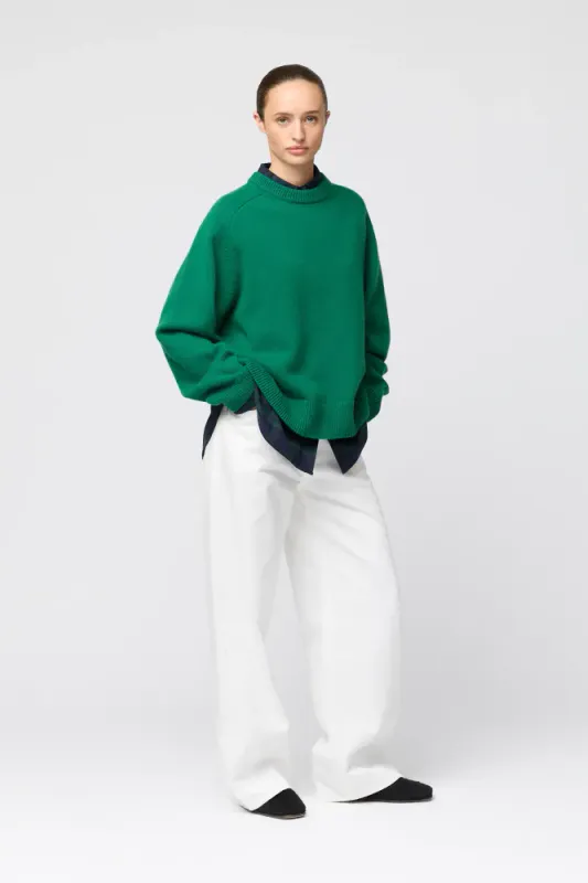 Harbour Round Neck Sweater Bottle Green