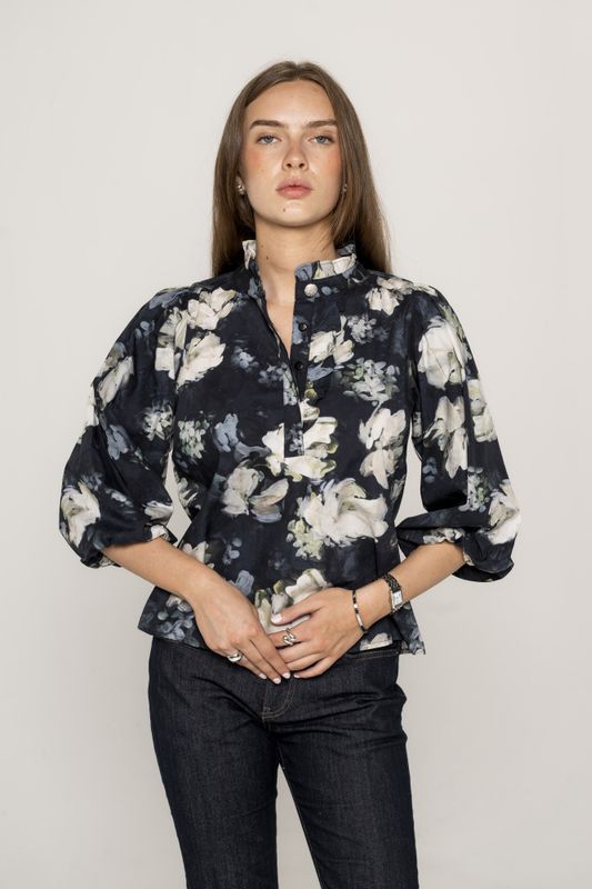 Ella Blouse Blue Garden
