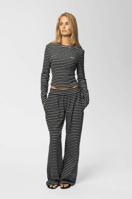 Hovedbilde Palmer Soft Stripe Wide Leg Pants Black/White 