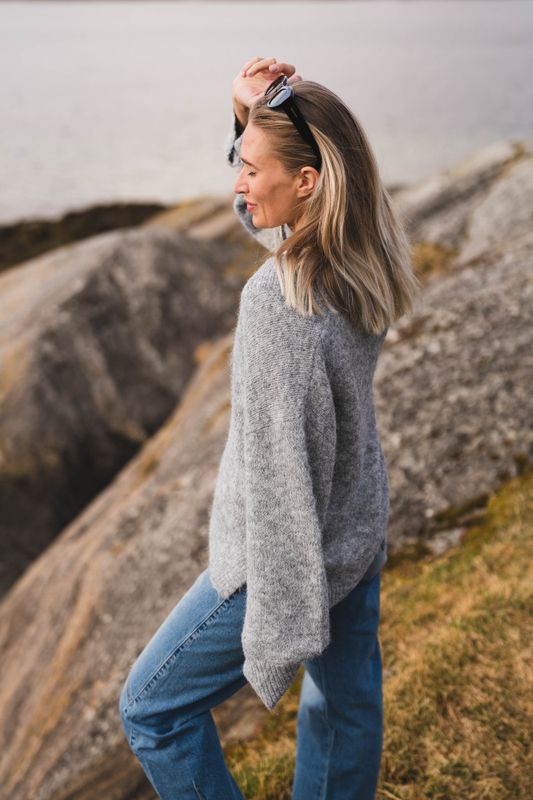 Melli Fluffy Knit Blouse Grey Melange 