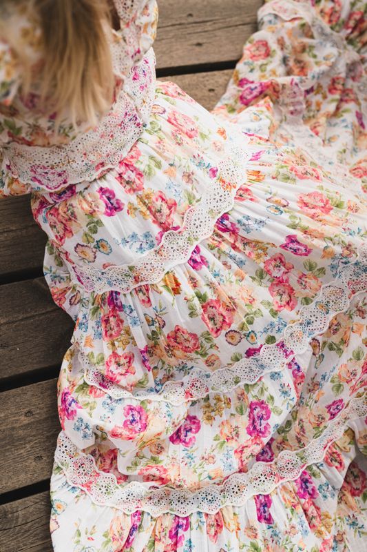 Cotton Slub Maxi Skirt Flora 