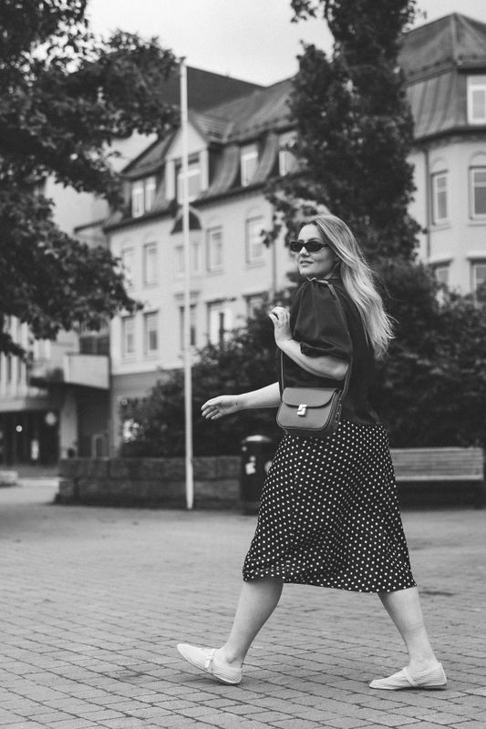 Pella HW Midi Skirt Black Small Birch Dots 