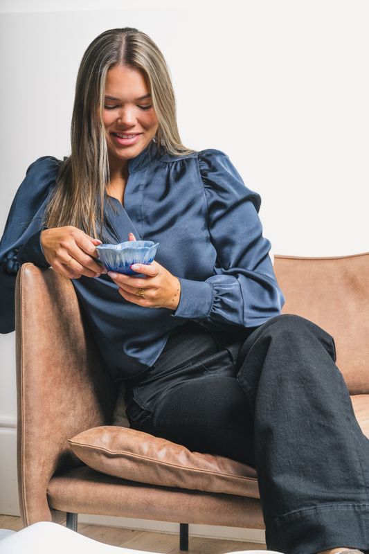 Rosslyn Heavy Sateen Blouse Midnight Blue 