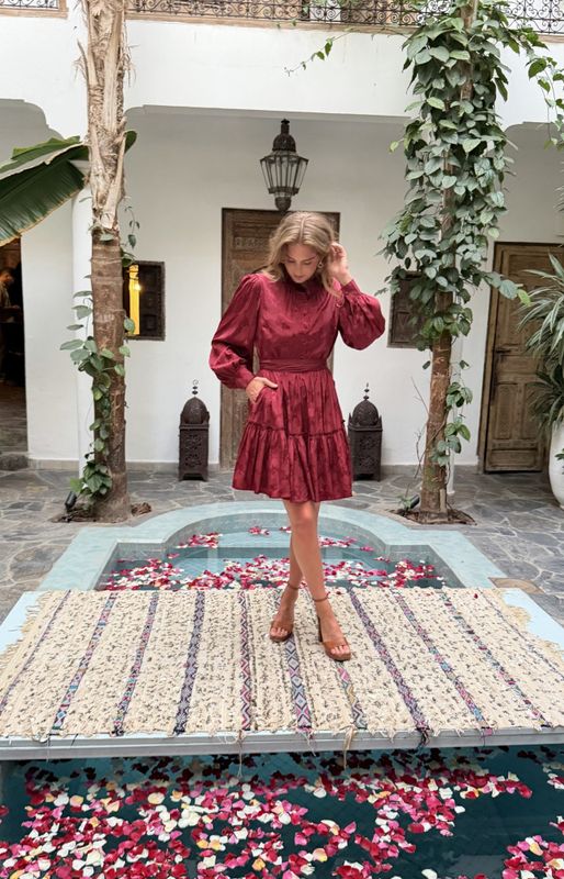 Doris Short Dress Dark Cherry 