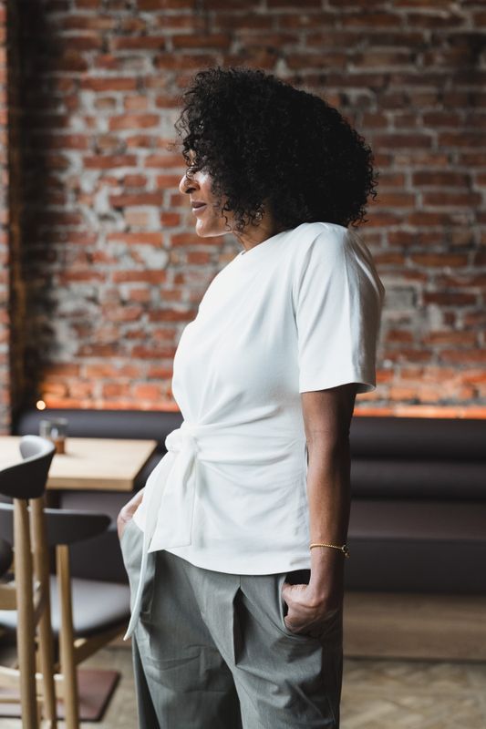 Oriane Pleat Tie Tee White 