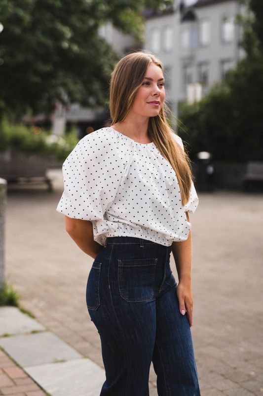 Noy Blouse Dot White Small Black 