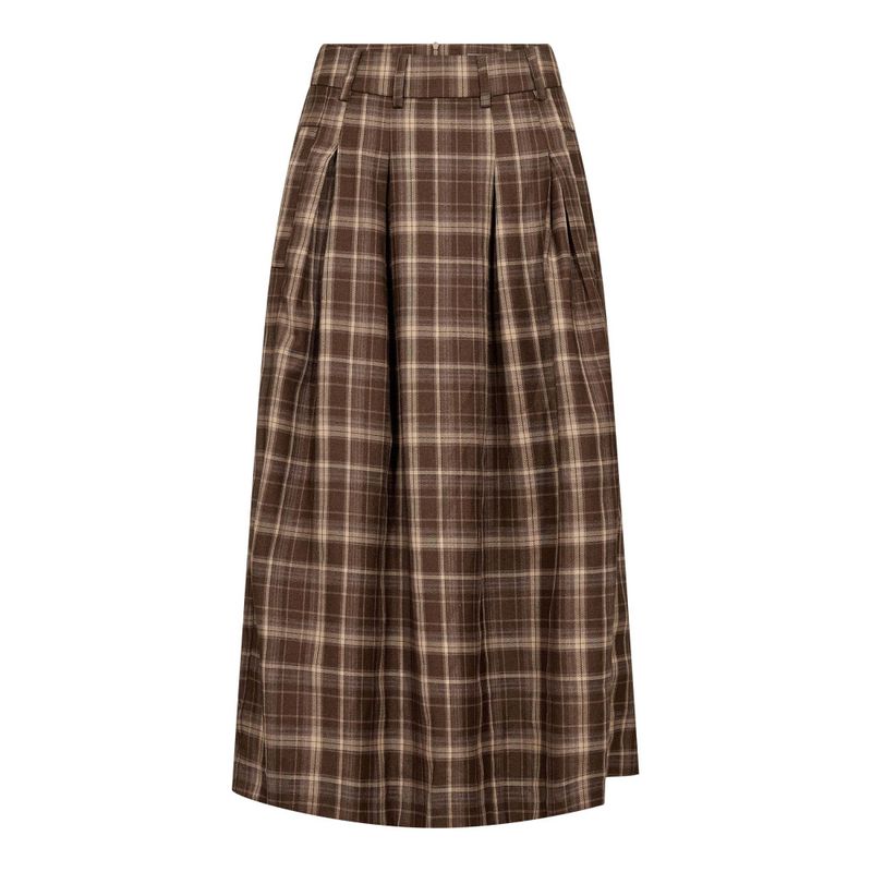 Dagny Anya Check Pleat Skirt Brown 