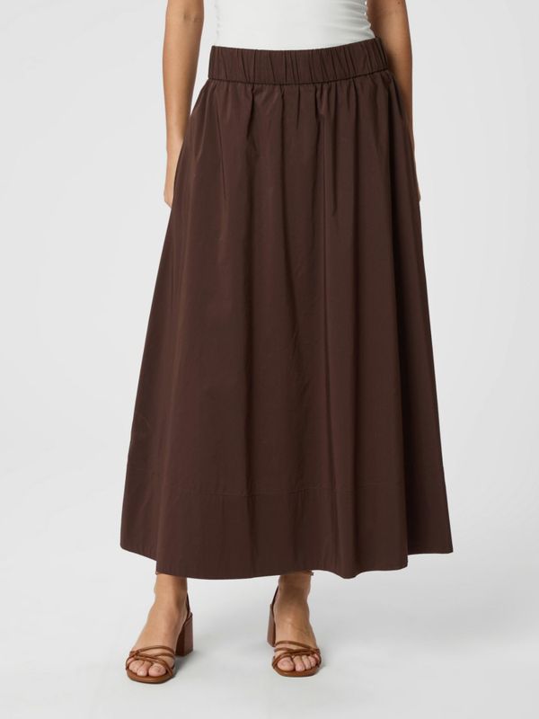 Yara Long Poplin Skirt Chocolate Brown 
