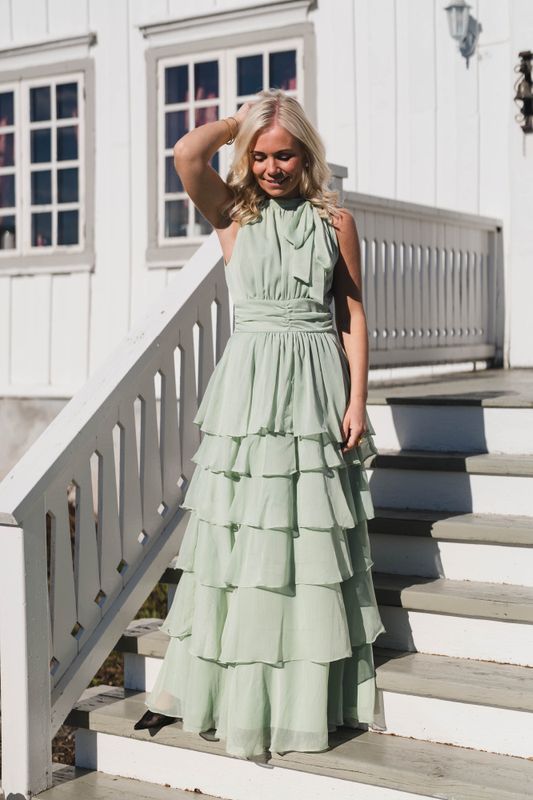 Marli Solid Chiffon Dress Light Green 