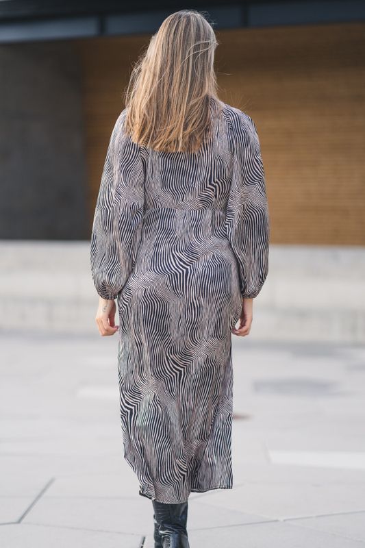 Isobel Floating Wave Dress Dark Sand 