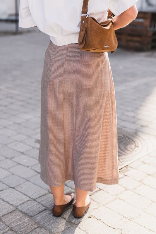 Jiho Anya Pleat Skirt Brown 
