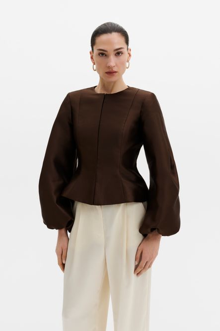 Hovedbilde Vendela Balloon Sleeve Blouse Dark Brown 