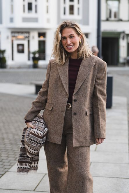 Hovedbilde Abby Herringbone Blazer Cognac Herringbone