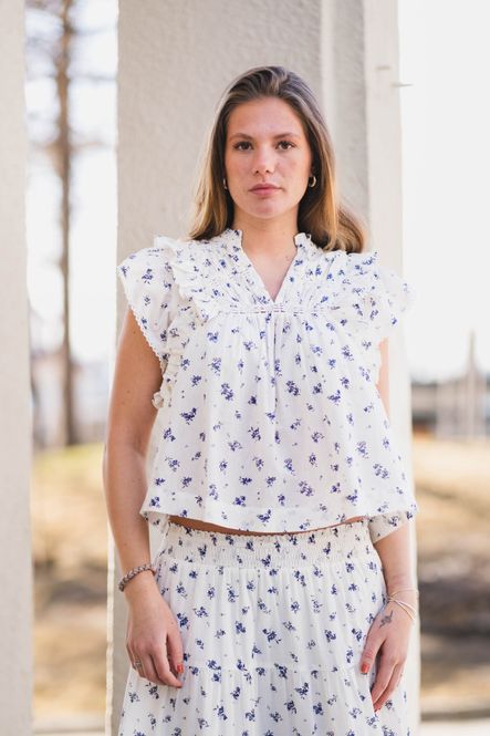 Hovedbilde Jayla Small Blossom Top White Blue 