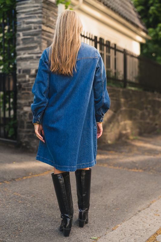 Rylan Elena Shirt Dress Mid Blue Wash 
