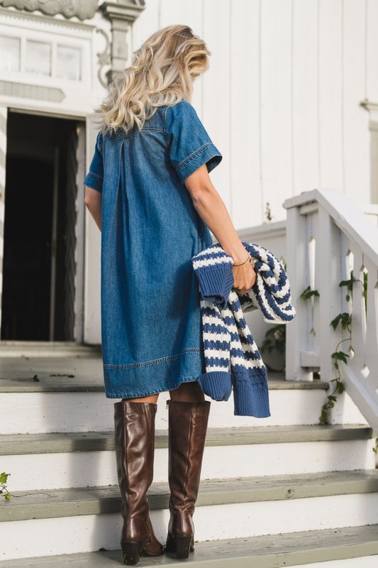 Turo Alena 2/4 Dress Mid Blue Wash 