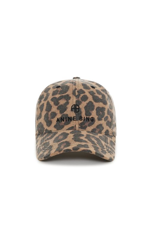 Jeremy Baseball Cap Black And Brown Leopard 
