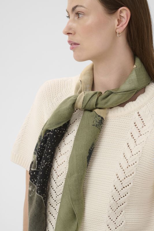 Felisia Scarf Smokey Olive Leaf Print