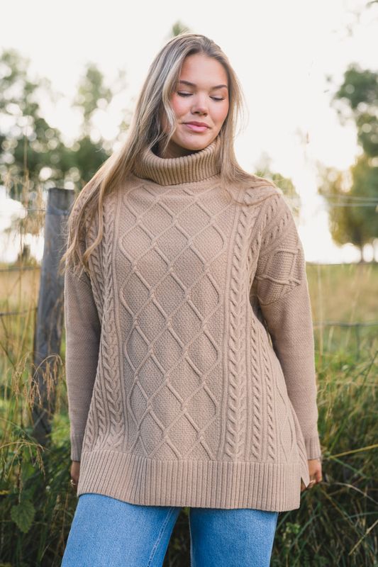 Burne Knitted Cape Pale Camel 