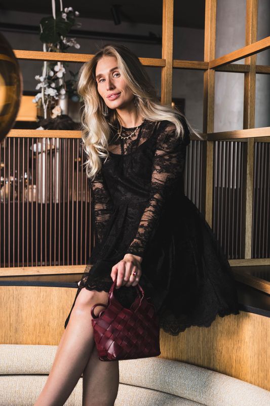 Leoni Lace Mini Dress Black 