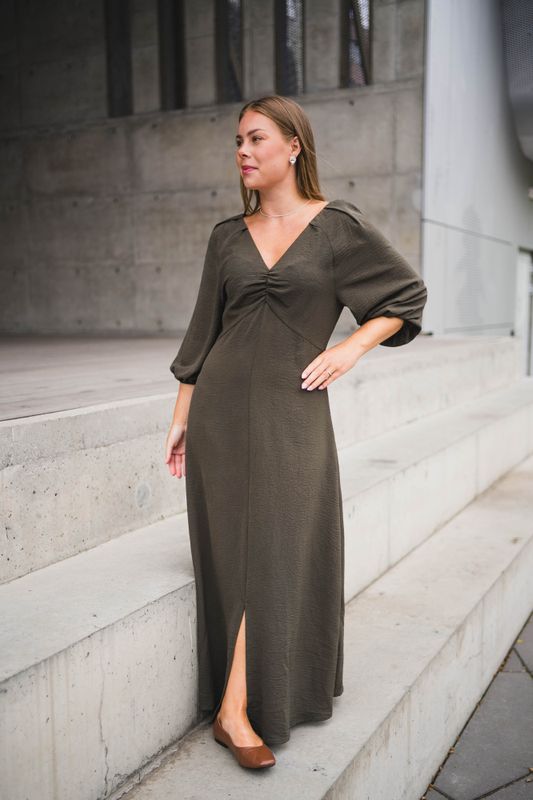 Meriel Structure Solid Dress Army 