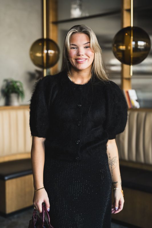 Hairy Knit Puffed Jacket Black 