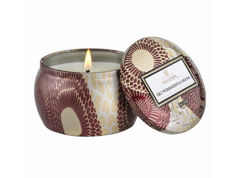 Mini Tin Candle Gilt Pomander & Hinoki 