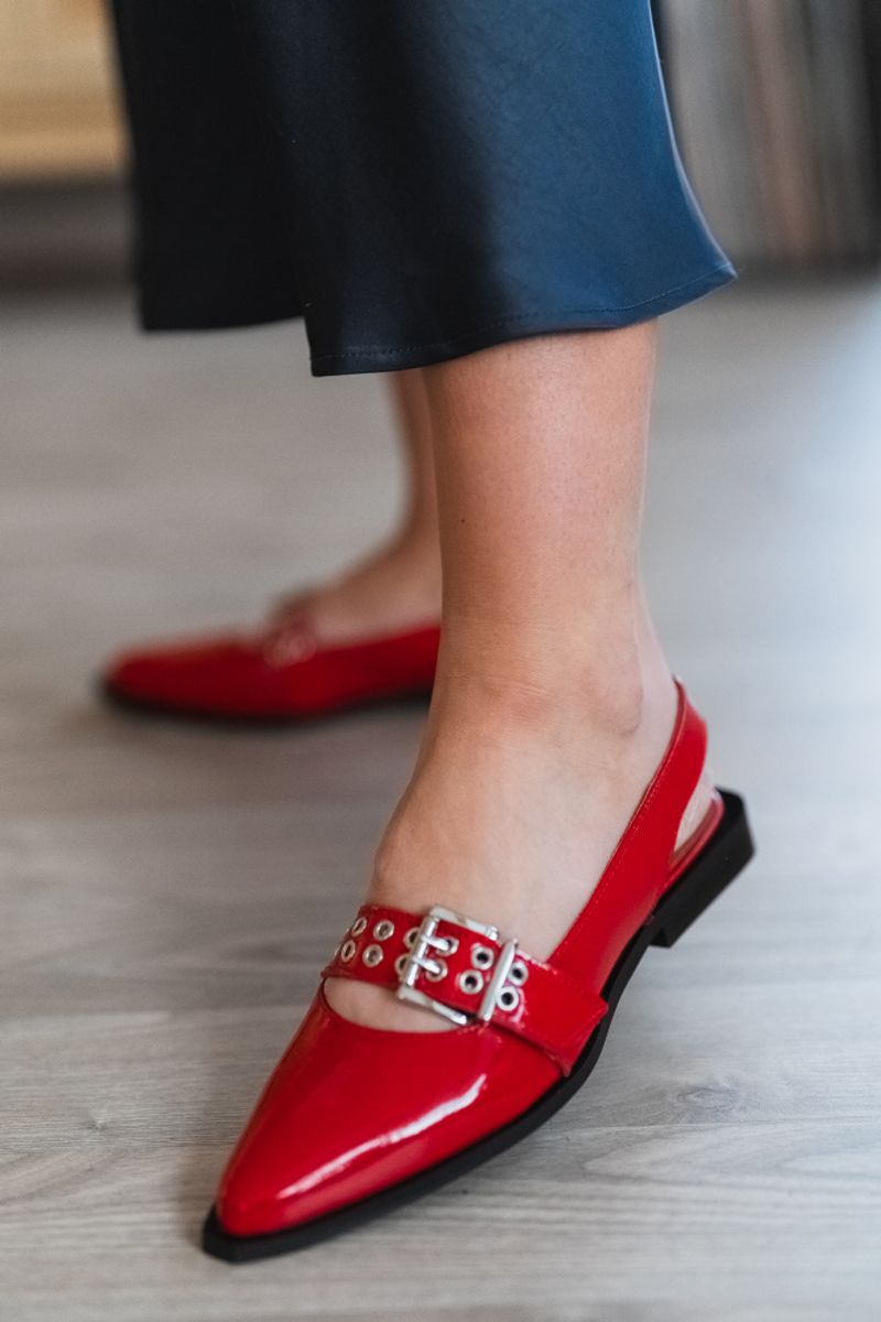 Victoria Single Buckle Slingback Red Nappalak 