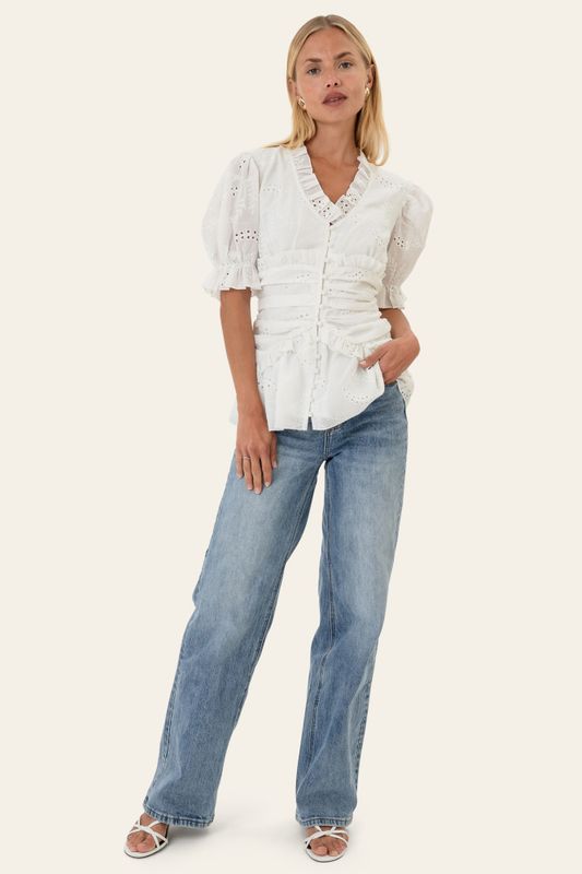Arielic Blouse White Embroidery