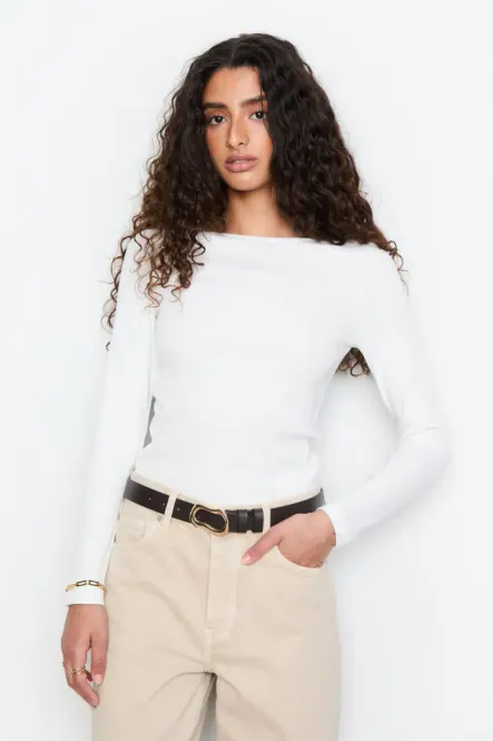 Hovedbilde Petronella Rib Boatneck Offwhite 