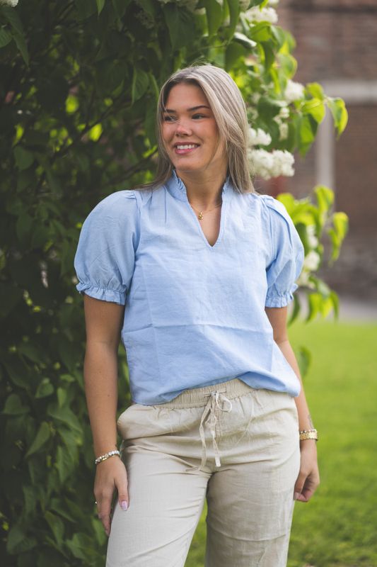 Odesa Linen Blouse Light Blue 