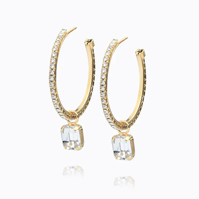 Lydia Loop Earrings Gold Crystal 