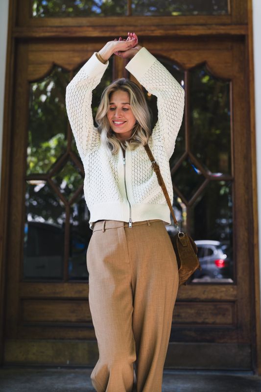 Daina Zip Cardigan Egret 