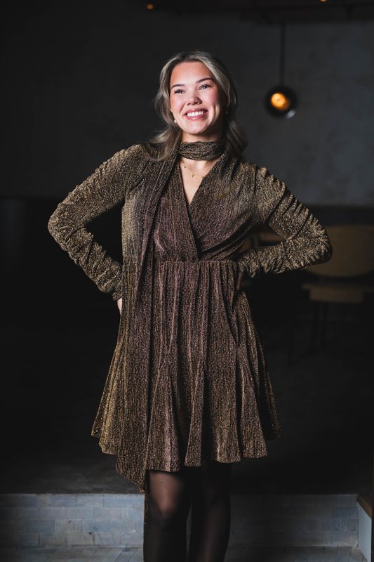 Stardust Frill Dress Black & Gold 