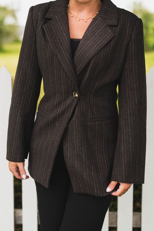 Bowie Stripe Blazer Brown 