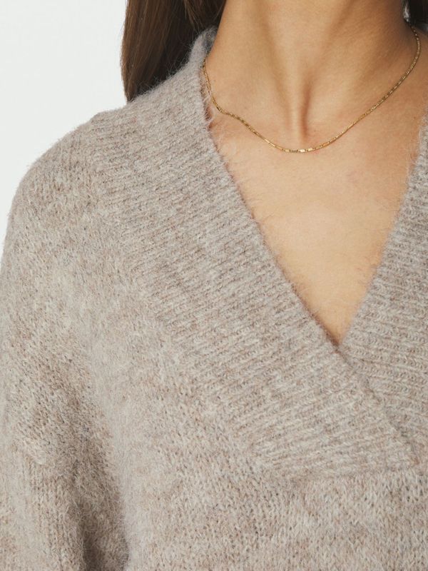 Melli Fluffy Knit Blouse Beige Melange 
