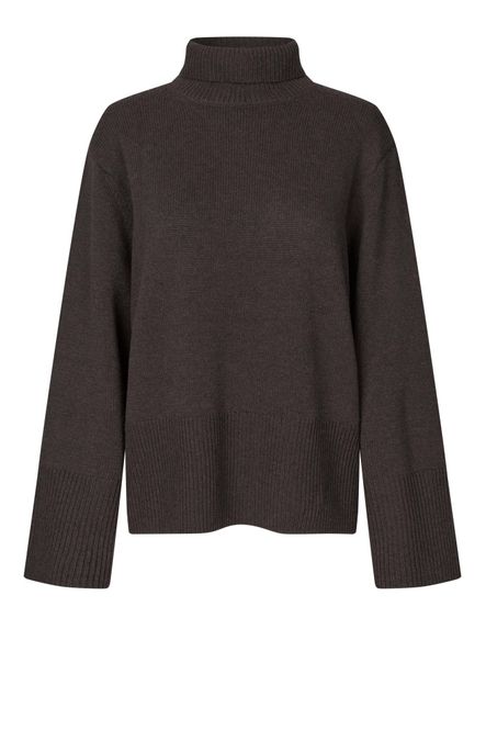 Hovedbilde Alpha Knit T-Neck Dark Brown Melange 