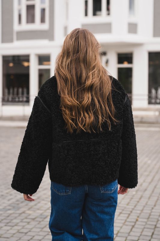 Castor Faux Fur Jacket Black 
