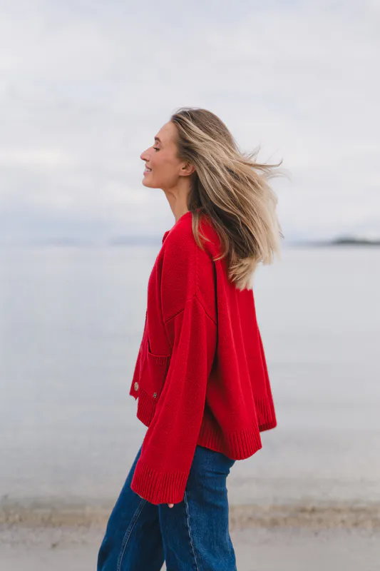 Julia Wide Cardigan Red 