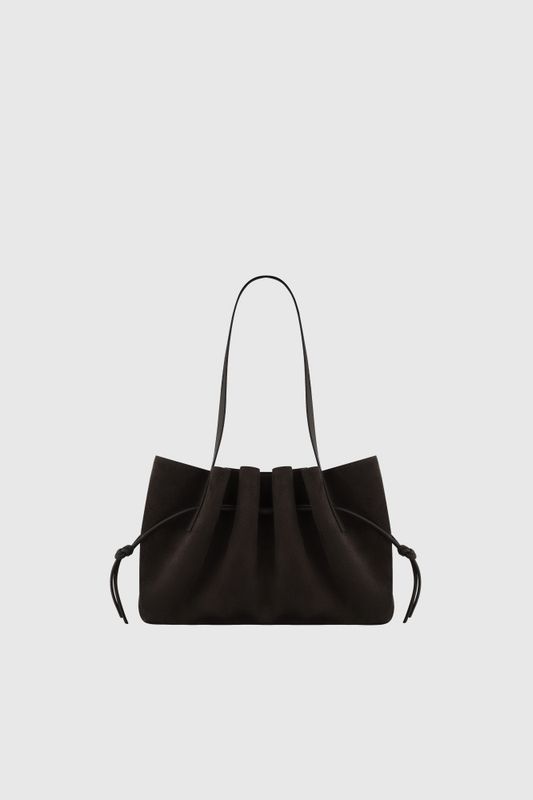 Scallop Shoulder Bag Suede Ganache 