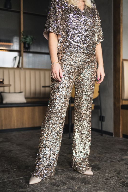  Dali Sequin Trouser Champagne