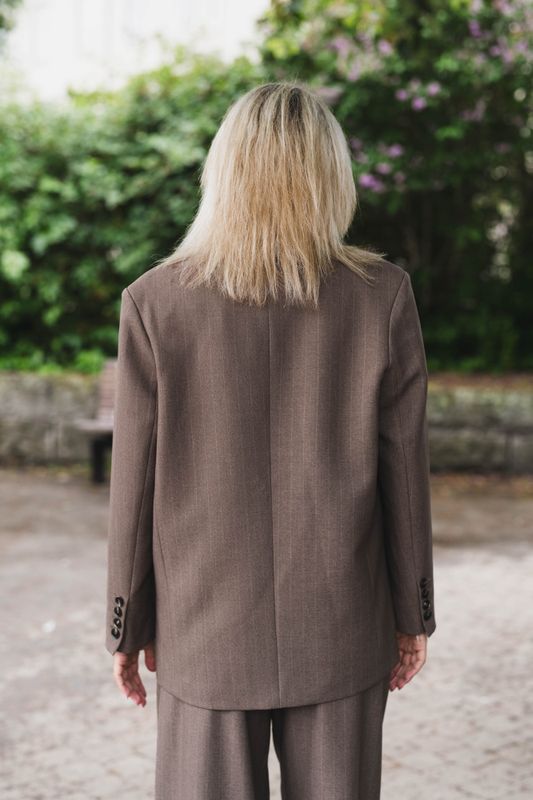 Gaby Pinstripe Blazer Taupe 