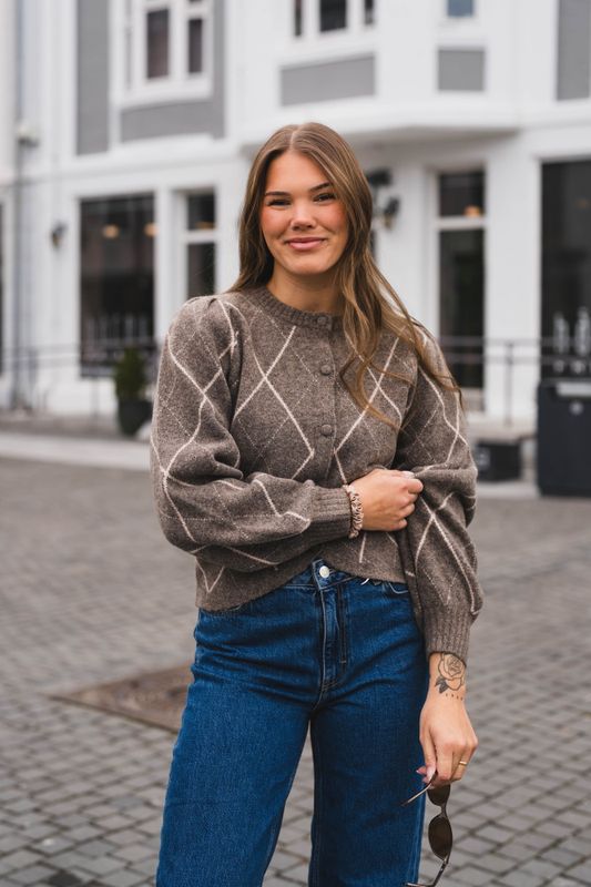 Koteas Check Knit Cardigan Taupe 