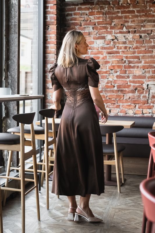 Francis Lace Midi Dress Espresso 