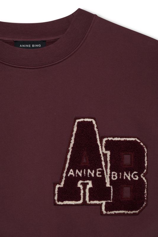 Miles Sweatshirt Letterman Fig Burgundy 