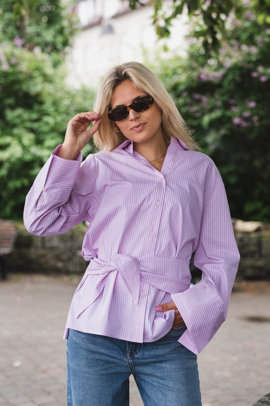 Dita Scarf Stripe Shirt Light Pink 