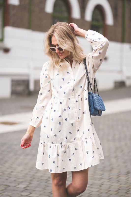 Nanena Dress Blue Bouquet Print