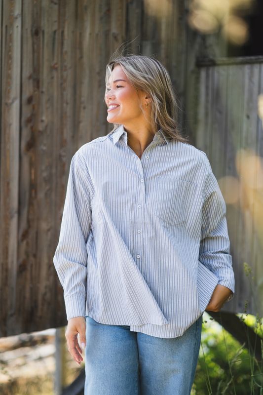 Dalma Stripe Stone Shirt Light Grey 