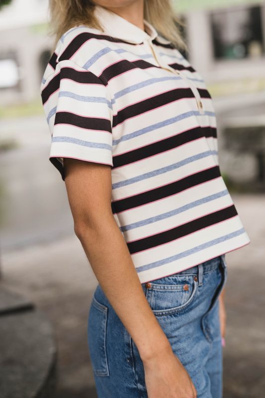 Vennera Triple Stripe Polo Tee Grey 